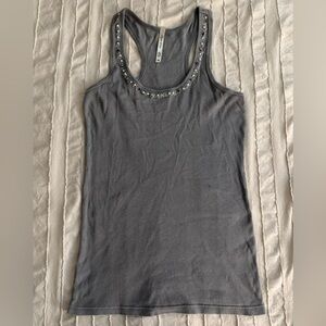 Aeropostale Gray Tank Top with Embellished Neckline